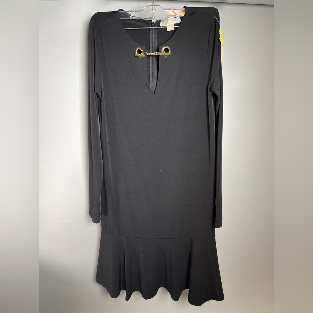 Micheal Kors Elegant Black Dress with Gold Accent